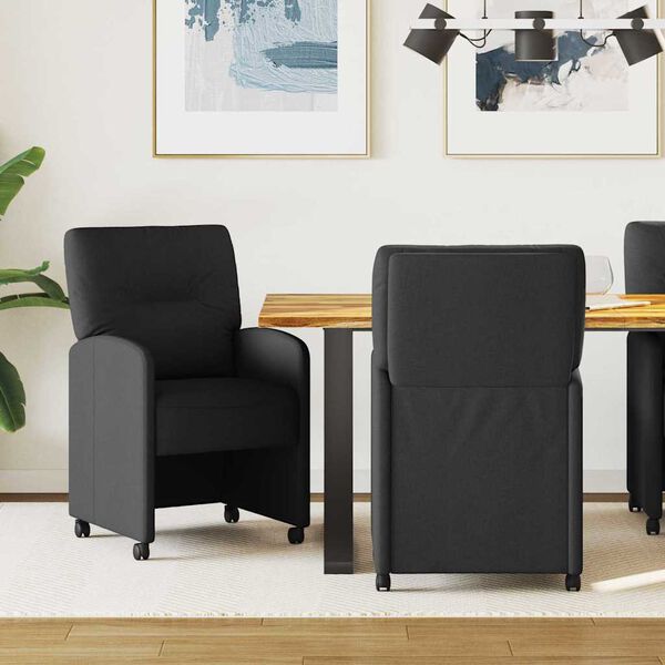 vidaXL Ēdamgalda krēsli ar ritenī&scaron;iem 2 pcs Melna 57 x 67 x 95 cm
