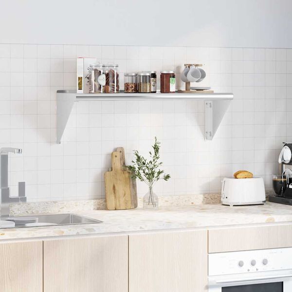 vidaXL sienas plaukts, 100x30x31 cm, sudraba krāsā, nerūsējo&scaron;s tērauds