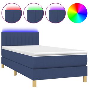 vidaXL atsperu gulta ar matraci, LED, zils audums, 80x200 cm