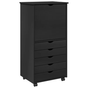 vidaXL Rito&scaron;ais skapis 53 x 39 x 103 cm Cieta priede Melna