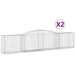 vidaXL arkveida gabiona grozi, 2 gb., 400x50x80/100cm, cinkota dzelzs