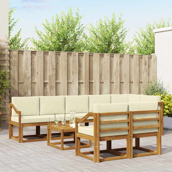 vidaXL Āra dīvānu komplekts ar spilvenu 9 pcs Dabisks un krējuma