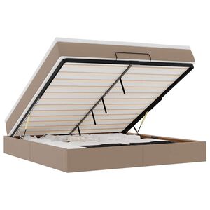 vidaXL Osmaņu gultas rāmis ar matrača kapučīno 160x200cm mākslīgā āda