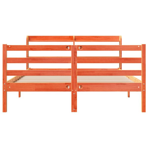 vidaXL gulta bez matrača, vaska brūnas, 120x200 cm, priedes masīvkoks