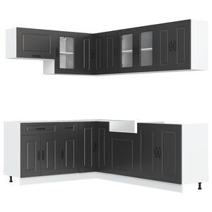 vidaXL 11-daļīgs virtuves skapītis komplekts, Kalmar, melns