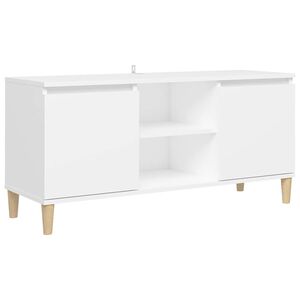 vidaXL TV skapītis ar masīvkoka kājām, balts, 103,5x35x50 cm