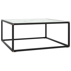 vidaXL kafijas galdiņ&scaron;, 80x80x35 cm, melnbalts marmora raksts, stikls