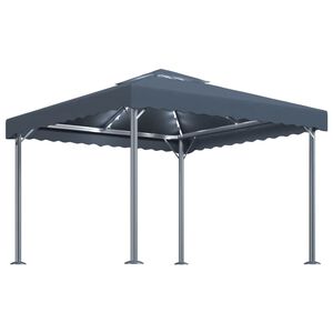 vidaXL dārza nojume ar LED lampiņu virtenēm, 300x300 cm, pelēka