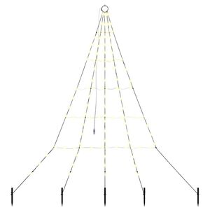 vidaXL LED Ziemassvētku koks ar zemes mietiem Silti balts 182 cm