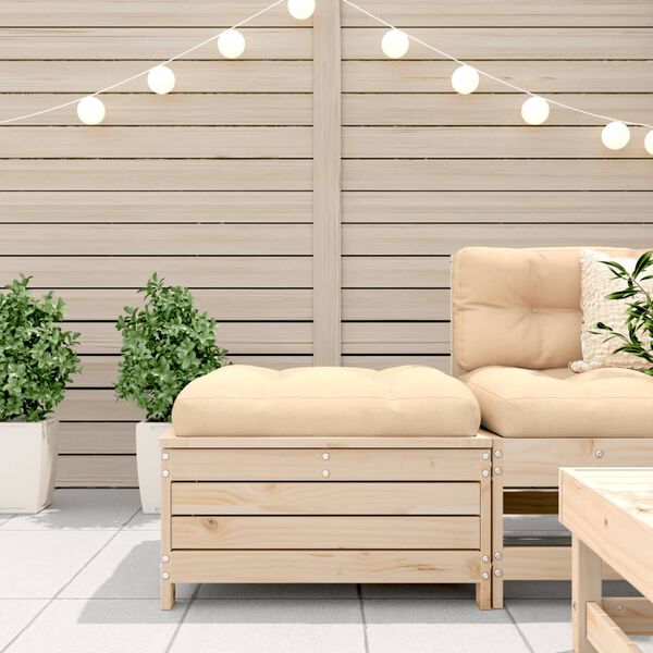 vidaXL dārza soliņš ar matraci, priedes masīvkoks