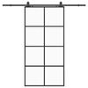 vidaXL bīdāmās durvis ar furnitūru komplektu, melnas, 102,5x205 cm, ESG stikls