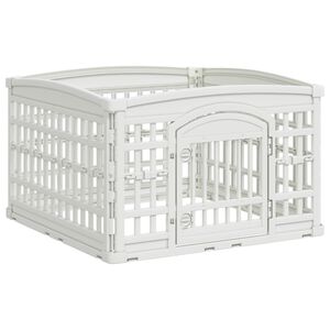 vidaXL 4 paneļu suņu rotaļu laukums 88 x 88 x 56 cm Plastmasa Balts