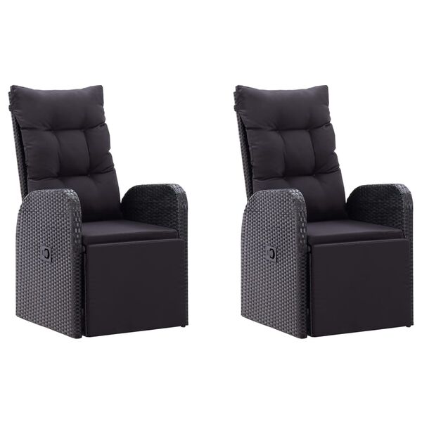 vidaXL 5-daļīgs dārza mēbeļu komplekts, melns