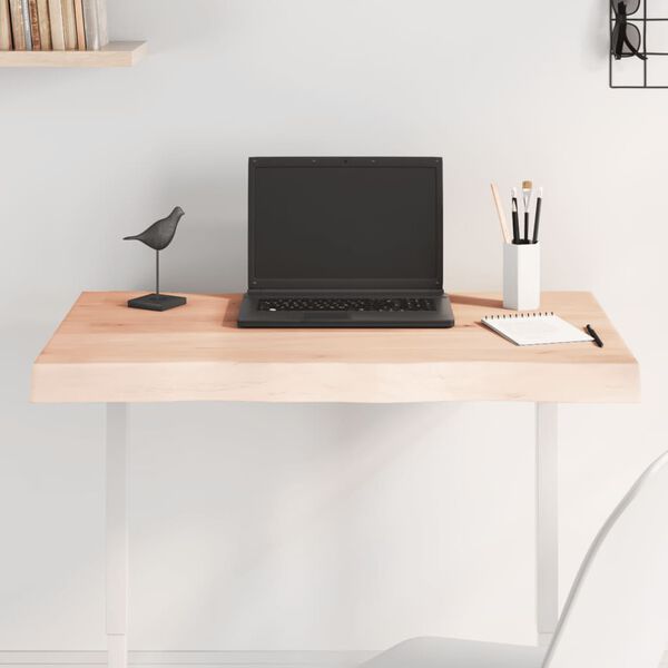 vidaXL galda virsma, 80x60x(2-6) cm, neapstrādāts ozola masīvkoks