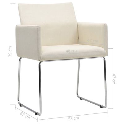 vidaXL virtuves krēsli, 4 gab., linam līdzīgs balts audums