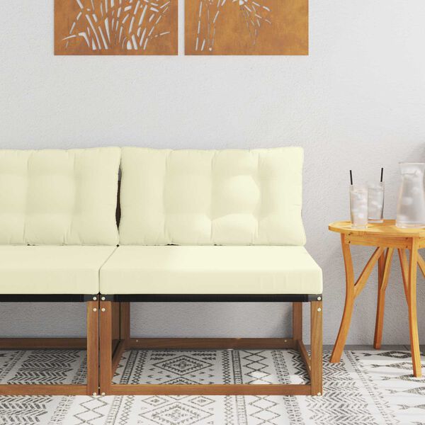 vidaXL Āra vidējā dīvāns Cietā akācijas koks Dabiska