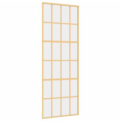 vidaXL bīdāmās durvis, zeltainas, 76x205 cm, ESG stikls un alumīnijs