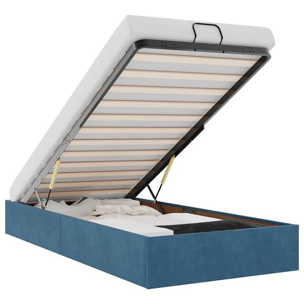 vidaXL Osmaņu gultas rāmis bez matrača tum&scaron;i zils 90x200 cm samts