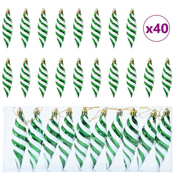 vidaXL Ziemassvētku spirālveida bumba 40 pcs Zaļa