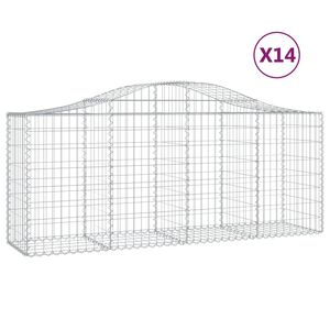 vidaXL arkveida gabiona grozi, 14 gb., 200x50x80/100cm, cinkota dzelzs