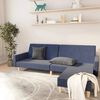 vidaXL divvietīga dīvāngulta ar kājsoliņu, zils audums