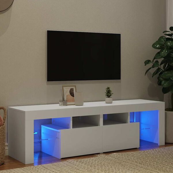 vidaXL TV galdiņš ar LED lampiņām, 140x36,5x40 cm, balts