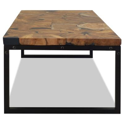 vidaXL kafijas galdiņš, 110x60x40 cm, tīkkoks, sveķu materiāls