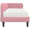 vidaXL Stūra gultas rāmis ar matraci Rozā 80 x 200 cm Samts