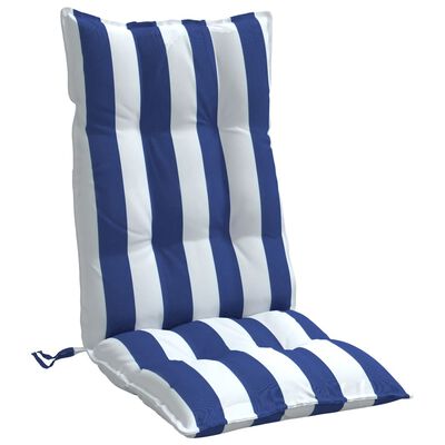 vidaXL krēslu spilveni, 2 gab., zilas un baltas svītras, audums