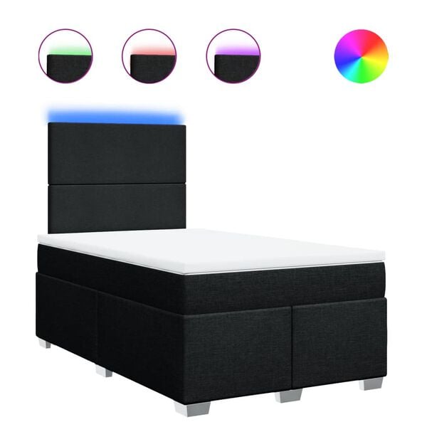 vidaXL atsperu gultas rāmis ar matraci, melna audums, 120x200 cm