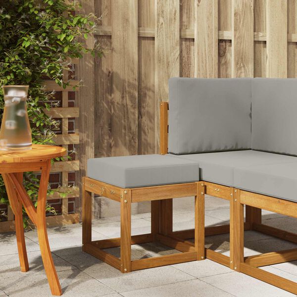 vidaXL Stūra sols ar spilvenu Dabīgs un gai&scaron;i pelēks 43 x 43 x 37 cm