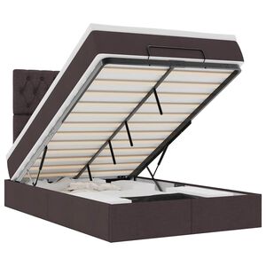 vidaXL Osmaņu gultas rāmis ar matrača tum&scaron;i brūns 120x200 cm audums