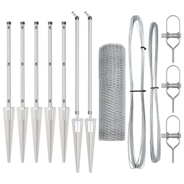 vidaXL Žoga āķis Sudraba 10 x 0,4 m (25 mm acu) Tērauds