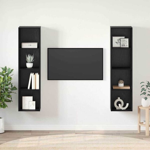 vidaXL TV skapī&scaron;u komplekts 2 pcs Melna 37 x 37 x 142,5 cm