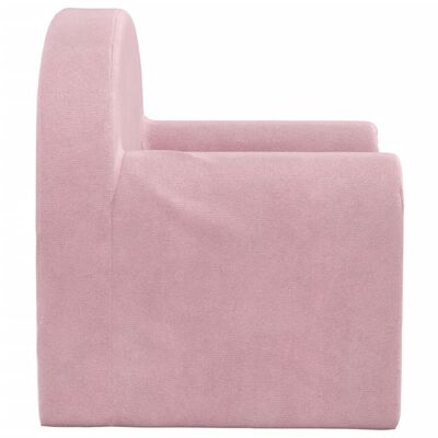 vidaXL bērnu dīvāngulta, rozā, mīksts plīšs