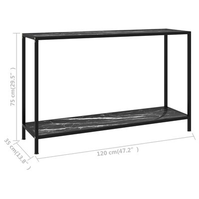 vidaXL konsoles galdiņš, melns, 120x35x75 cm, rūdīts stikls
