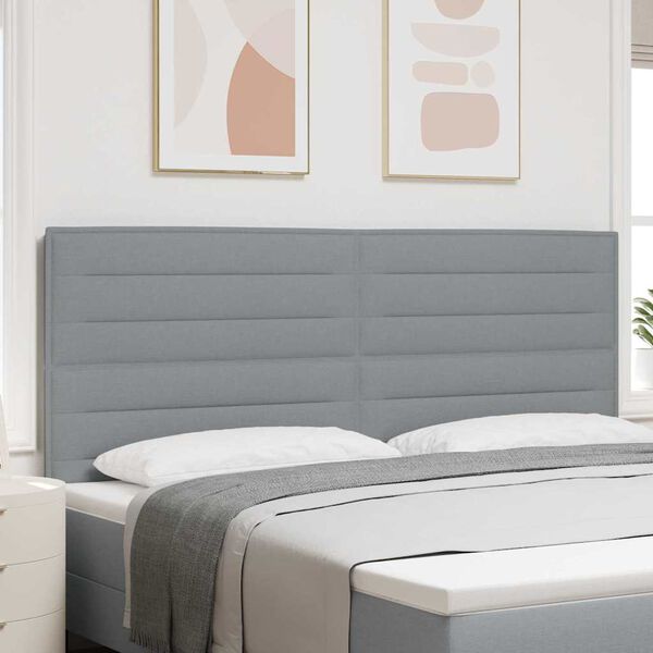 vidaXL LED gultas galva ar galvas klāju Gai&scaron;i pelēks 200 cm Poliesters