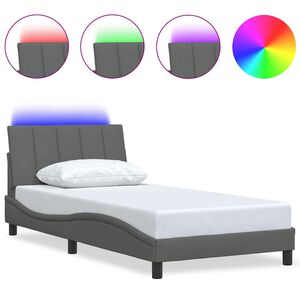 vidaXL gultas rāmis bez matrača, Hanko, tum&scaron;i pelēks, 100x200 cm, audums