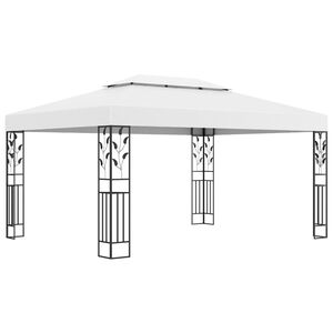 vidaXL dārza nojume ar dubulto jumtu, 3x4 m, balta