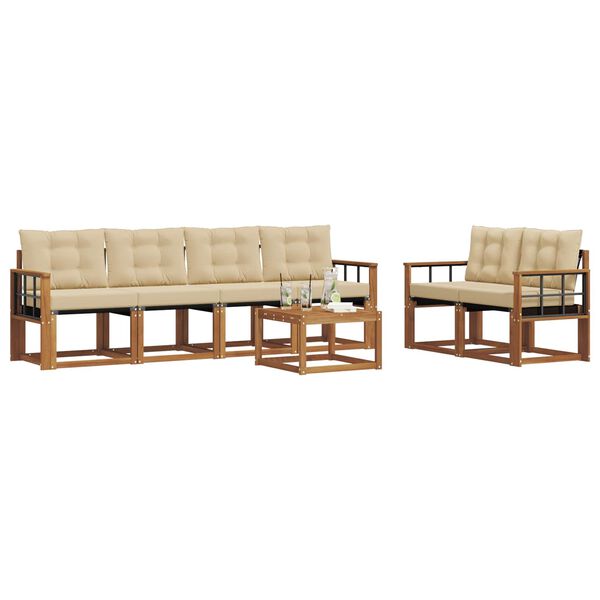 vidaXL Āra dīvānu komplekts ar spilvenu 7 pcs Dabisks un bē&scaron;s