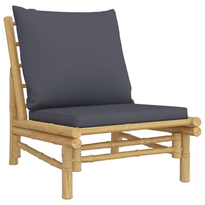 vidaXL dārza krēsli ar tumši pelēkiem matračiem, 2 gab., bambuss