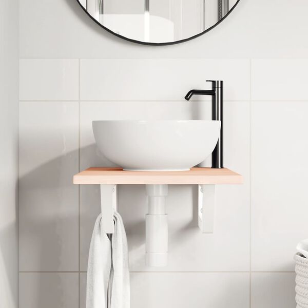 vidaXL izlietnes plaukts, stiprināms pie sienas, tērauds, ozola koks