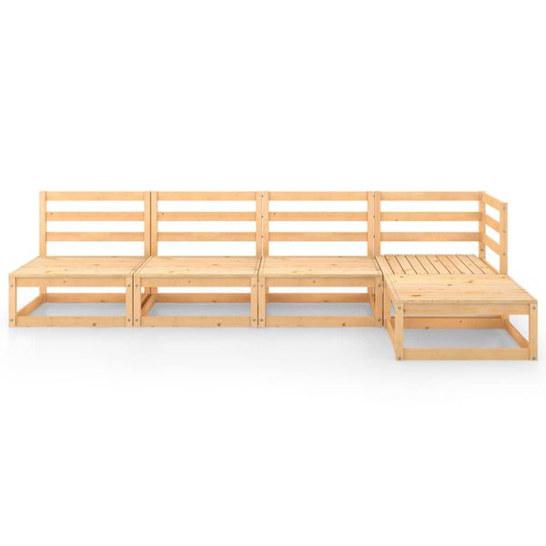 vidaXL 5-daļīgs dārza atpūtas mēbeļu komplekts, priedes masīvkoks