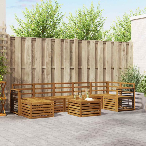 vidaXL Dīvāna komplekti 8 pcs Dabiska Cietā akācijas koks