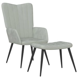 vidaXL atpūtas krēsls ar kāju balstu, gai&scaron;i pelēks samts