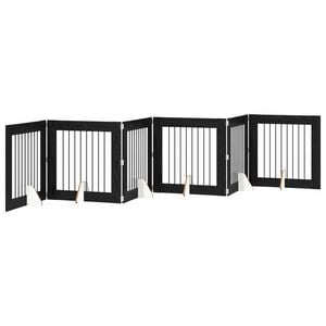 vidaXL Salokāms suņu vārti ar statīviem 6 pcs Melns ozols 482 cm