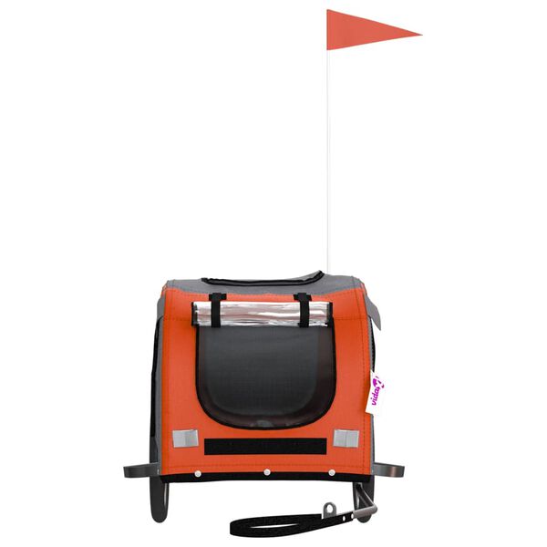 vidaXL mājdzīvnieku velo piekabe, melna ar oranžu, audums un dzelzs