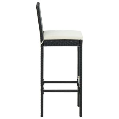 vidaXL bāra krēsli ar matračiem, 6 gab., melna PE rotangpalma