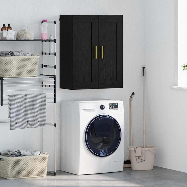 vidaXL Sienas skapis Melns ozolkoks 69,5 x 34 x 90 cm