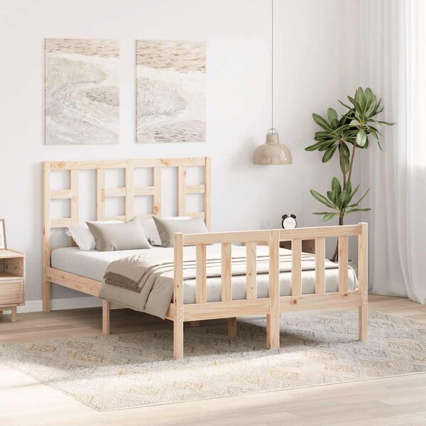 vidaXL gultas rāmis ar galvgali, divvietīgs, masīvkoks